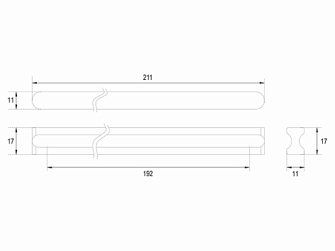Ручка мебельная, накладная ВОЛНА RS065GR.4/192, 192 мм, серый, Boyard