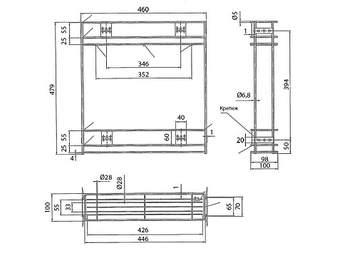 Бутылочница выкатная на 2 полки 460х100х480мм, модуль 150мм, с левым боковым креплением и креплением к фасаду, направл. отдельно, хром