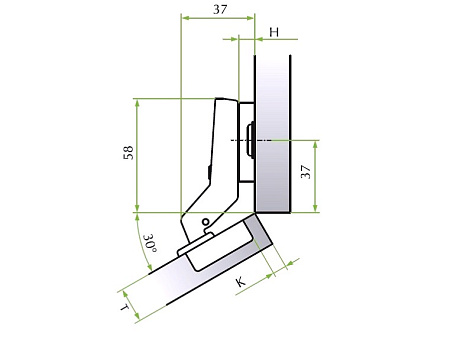 Петля MS Slide On накладная 30* Art. 51.MS85.05.30.0, FGV