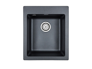 Мойка Paulmark LEER , PM104249-BLM , 415х490мм, кварцевая композитная мойка, черный металлик