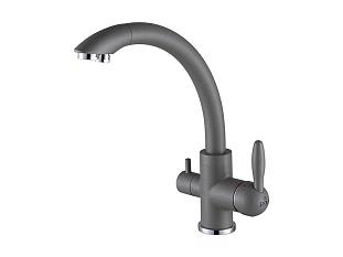 Смеситель высокий Paulmark Es213001, с питьевой водой, хром/серый металлик 402, искусственный камень