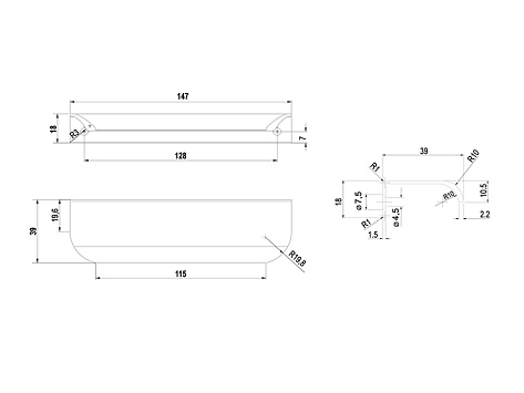 Ручка мебельная, торцевая MONTE RT110SC.1/128/150, 128 / 150 мм, сатиновый хром, Boyard