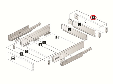 Соединитель задней стенки для ящика InnoTech Atira, высота 70 мм, белый, левый, Art.9194627, Hettich