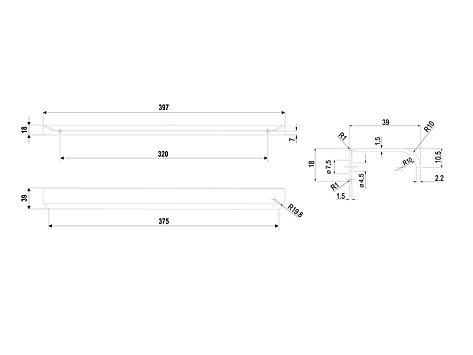 Ручка мебельная, торцевая MONTE RT110SC.1/000/400, 320 / 400 мм, сатиновый хром, Boyard