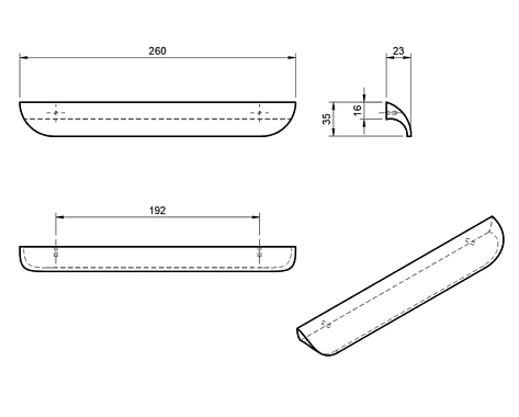 Ручка мебельная  Wave HL-006M деревянная (дуб),192 мм