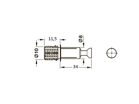 Шток быстрого монтажа С100 "Minifix Comfort" д/отв. d=10мм, 11,5/34мм Art. 262.09.313, HAFELE
