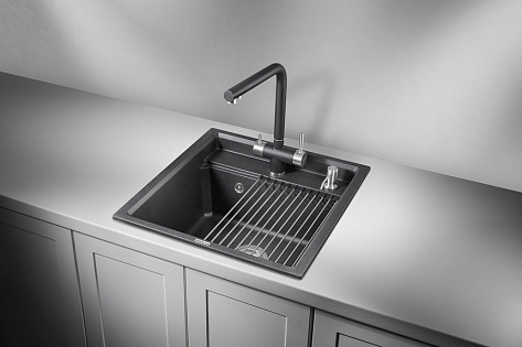Мойка кухонная Granula KS-5002, 500х510х245мм, черный, искусственный камень