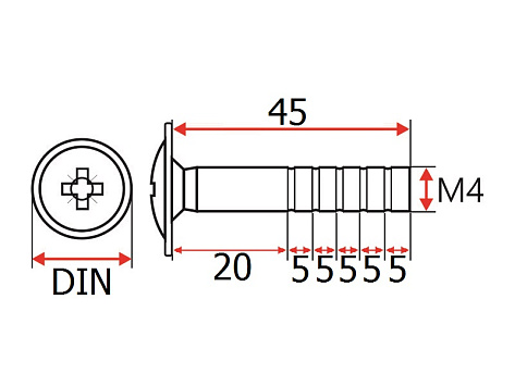 Винт с полукруглой головкой M4х20-45 универсальный DIN967