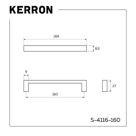 Ручка мебельная, скоба S 4116, 160 мм, матовый хром, Kerron