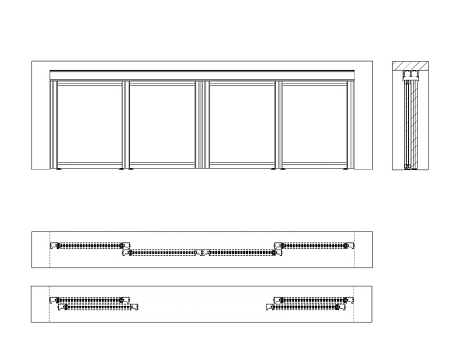 ARISTO 4в1 Подвесная 4 двери под наполнение 10 мм в проём L2450 H2700 с синхронным открыванием, доводчиками, серебро матовое