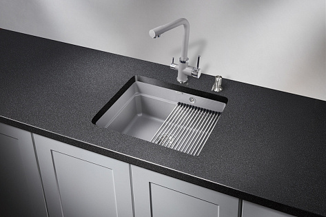 Мойка кухонная Granula KS-5501U, 550х450х195мм,Алюминиум, искусственный камень, в комплекте