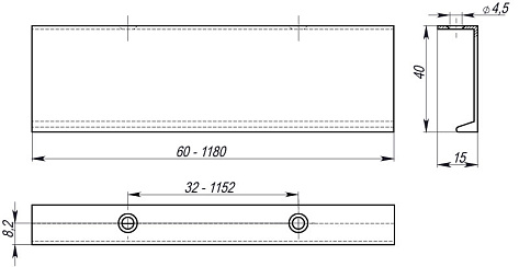 Ручка мебельная, торцевая ВОЛКОДАВ, 96/124 мм, черный матовый