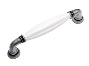 Ручка мебельная, скоба TIFFANY RS121BAZ.4/96/W, 96мм, чернёный старинный цинк/белый, Boyard