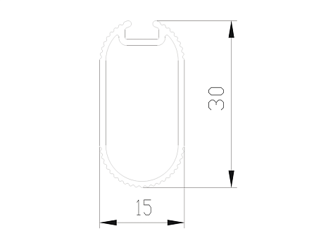 Штанга овальная рифленая 30х15х2825 с пазом под демпфер, алюминий, чёрный матовый  AA0733.VP565.BKSPC.CJ/2