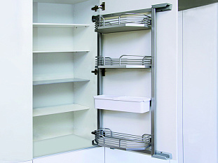 Тандем Сайд 450 мм (рама + 4 полки), Арена КЛАССИК, высота 1100 мм, титан, цвет дна серый, антислип, Art. 36860102, Kessebohmer