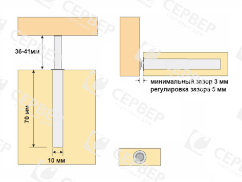 Нажимной толкатель фасадов с магнитом, длинный ход 37мм, накладной, темно-серый 22N