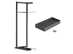 Тандем внутренний шкаф 450 мм (рама + 4 полки), Арена ПЬЮР, высота 1100 мм, 4 полки, антрацит, цвет дна антрацит, Art. 35209846, Kessebohmer