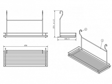 Полка навесная одноуровневая, 220х150х265мм, хром, CWJ202F