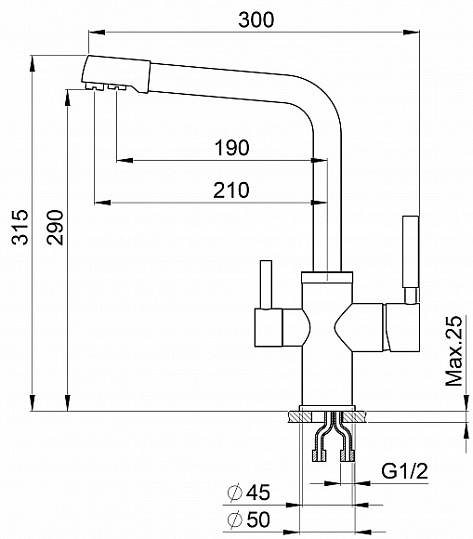 Смеситель Granula 2015, с питьевой водой, ЧЁРНЫЙ, искусственный камень