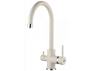 Смеситель высокий Paulmark Es213211, с питьевой водой, хром/бежевый 328, искусственный камень