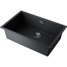 Мойка кухонная Omoikiri Yamakawa 75T-U/I-BL, 756х456х200мм, Tetogranit/черный, в комплекте