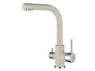 Смеситель высокий Paulmark Es213011, с питьевой водой, хром/бежевый 328, искусственный камень
