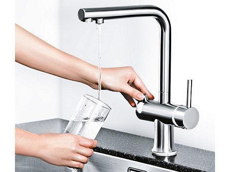 Смеситель Omoikiri Hotaru-IN-WH, с питьевой водой, нержавеющая сталь/белый