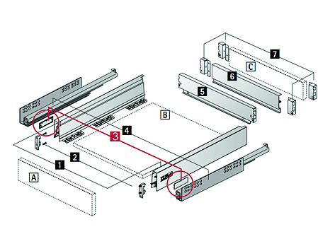Заглушка для ящика InnoTech Atira с лого Hettich, пластик, цвет белый  Art. 9194647, Hettich