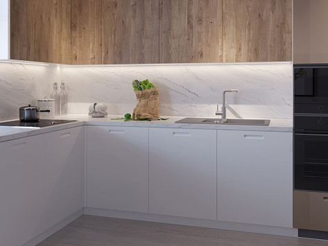 Плита HPL Compact 3050x1320х12мм 8110/Pt Azurita white (чёрный крафт) DUO-X, e1, Slotex