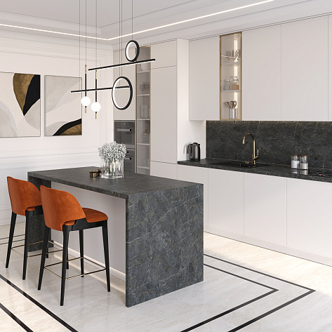 Столешница 4200х600х40 Barla Marble 8604/Bst (1п/5), e1,  Slotex