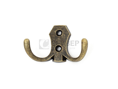 Крючок мебельный K203AB, двухрожковый, бронза, Китай