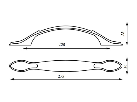 Ручка мебельная, скоба RS-015, 128 мм, античная бронза, Kerron
