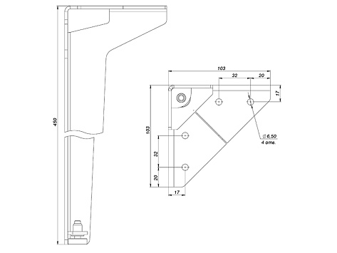 Опора Элегант, регулируемая, 450мм, стальная, белый матовый