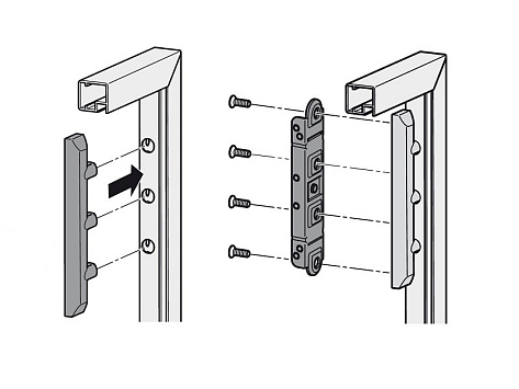 Адаптер для креплений ФриФлап, ФриСвинг, ФриСлайд к алюминиевой рамке 20 мм , никель (компл. 2 шт. с винтами) Art. 2716870006, Kessebohmer