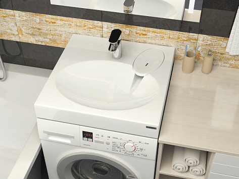Раковина над стиральной машиной MOND 720431, белая, 60х55, с комплектом, Paulmark