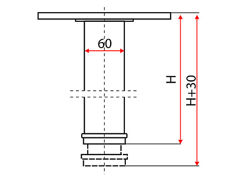 Ножка мебельная, 1100-1130х60мм, матовый хром, арт. 119162