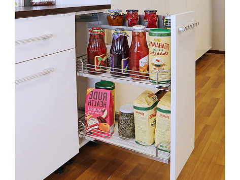 Комфорт II  200 мм, левый, высота 654 мм, Арена КЛАССИК, 2 полки, хром, цвет дна серый, Art. 2377120005, Kessebohmer