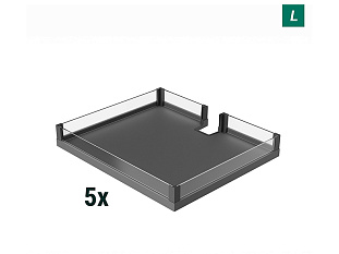 Полки, Конвой Премио, 600мм, комплект левый, 5 шт+1 ручка., Арена ВАРИО, антрацит, цвет дна антрацит, антислип, Art. 2805929846, Kessebohmer