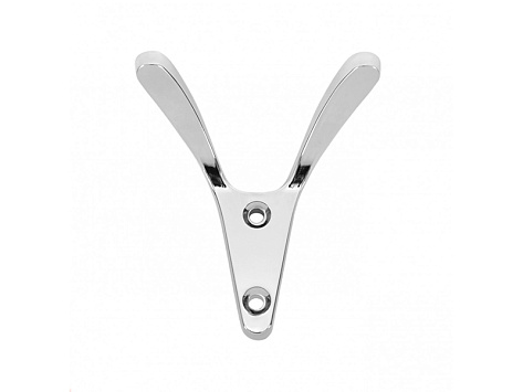 Крючок мебельный СЕНАТОР K212CP.2, двухрожковый, хром полированный, Boyard
