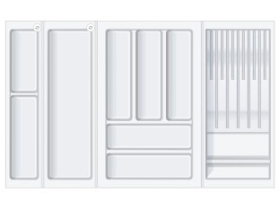 Лоток для столовых приборов с блоком для ножей BLOKI PC14 + PC12 + PC11 + PC15, 480мм, для ящика шириной 800мм, белый, Boyard