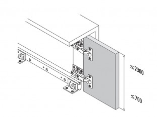 Комплект фурнитуры для поворотно-выдвижных дверей 1319 (5,5 IF), направляющая 400 мм Art. 408.07.403, Hafele
