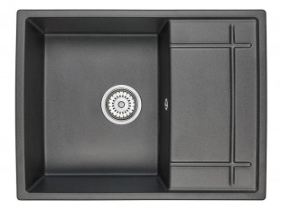 Мойка кухонная Granula 6501, 650x500х200мм, ЧЁРНЫЙ, искусственный камень, в комплекте