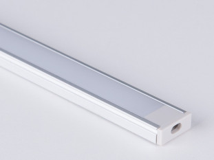 Профиль накладной алюминиевый для светодиодной ленты, анод. серебро, с мат. экраном, заглушками и крепежом, 14,5х6х2000 мм, SP261
