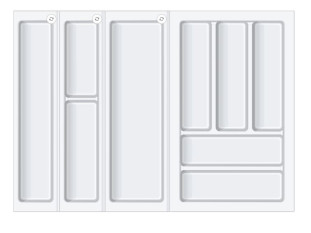 Лоток для столовых приборов BLOKI PC14 + PC12 + PC11 + PC10, 480мм, для ящика шириной 700мм, белый, Boyard