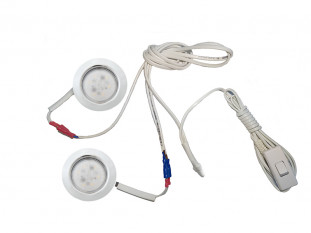 Комплект 2 LED врезных светильников FT-9228 220V, (сетевой шнур с выкл. в упаковке), теплый 3000K, хром