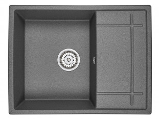 Мойка кухонная Granula 6501, 650x500х200мм, ГРАФИТ, искусственный камень, в комплекте