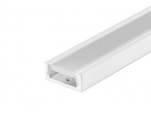 Профиль накладной алюминиевый для светодиодной ленты 3528/5050 белый в комплекте с матовым экраном, заглушками и крепежом, 15х6х2000 мм K262-2AMWH