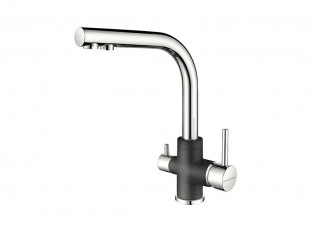 Смеситель высокий Paulmark Es213011-DGCR, с питьевой водой, графит/хром, искусственный камень