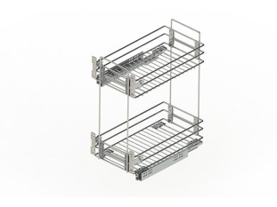 Бутылочница выкатная на 2 полки в модуль 450м на направляющих Hettich Actro с доводчиком (в комплекте), хром