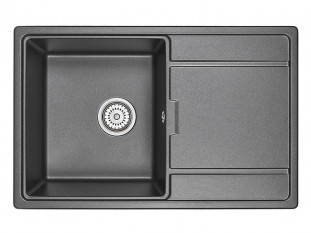 Мойка кухонная Granula 7804, 780x500х200мм, ЧЁРНЫЙ, искусственный камень, в комплекте